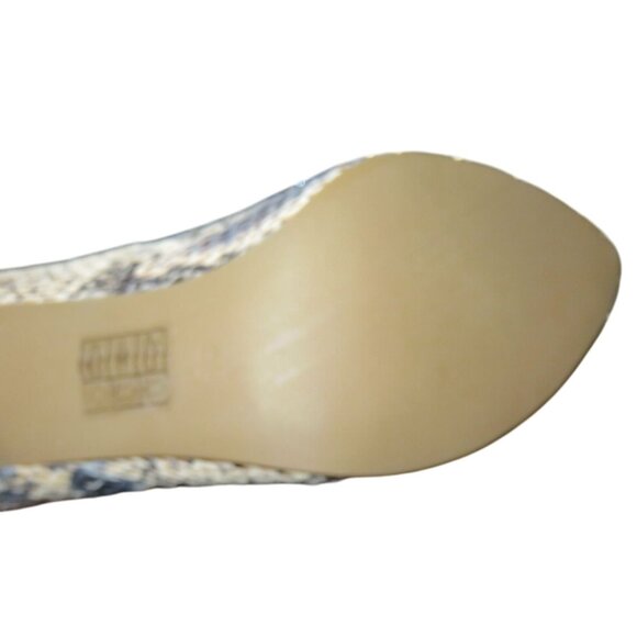 Crown Vintage Natural & Blue Python Embossed Leather Peep toe pumps size 8.5 - Picture 10 of 12